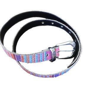 90s Tapestry Sparkle Glitter Rainbow Belt Elite 29-33” waist